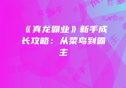 《真龙霸业》新手成长攻略：从菜鸟到霸主