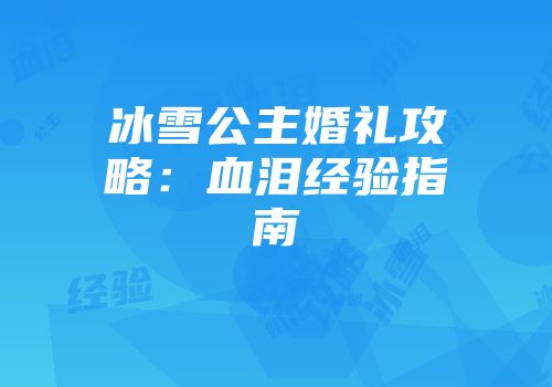 冰雪公主婚礼攻略：血泪经验指南