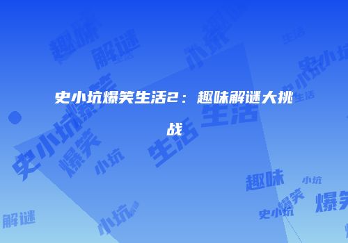 史小坑爆笑生活2：趣味解谜大挑战