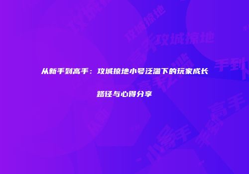 从新手到高手：攻城掠地小号泛滥下的玩家成长路径与心得分享