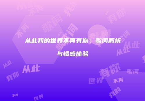 从此我的世界不再有你：歌词解析与情感体验