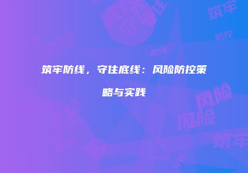 筑牢防线，守住底线：风险防控策略与实践