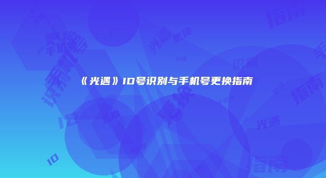 《光遇》ID号识别与手机号更换指南