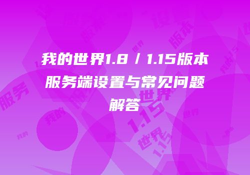 我的世界1.8／1.15版本服务端设置与常见问题解答