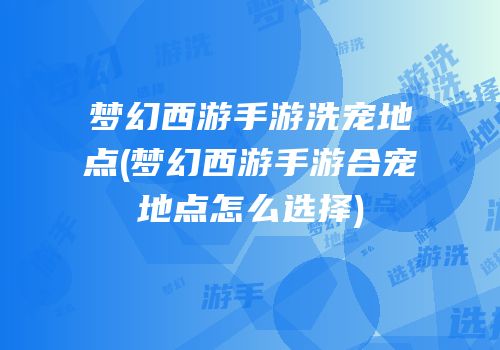 梦幻西游手游洗宠地点(梦幻西游手游合宠地点怎么选择)