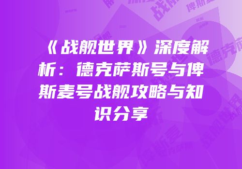 《战舰世界》深度解析：德克萨斯号与俾斯麦号战舰攻略与知识分享
