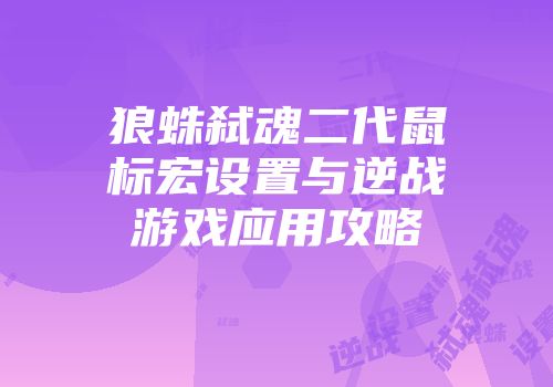 狼蛛弑魂二代鼠标宏设置与逆战游戏应用攻略