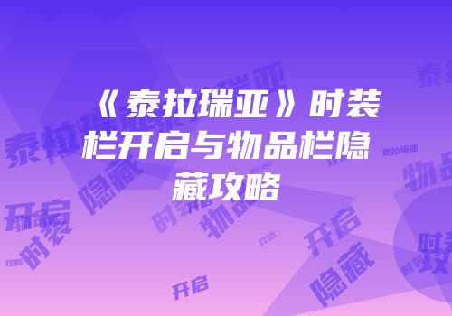 《泰拉瑞亚》时装栏开启与物品栏隐藏攻略
