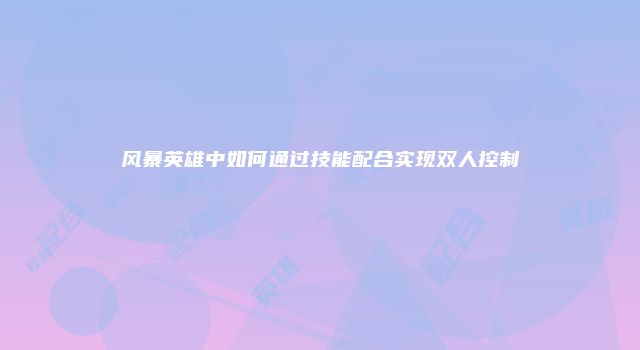风暴英雄中如何通过技能配合实现双人控制