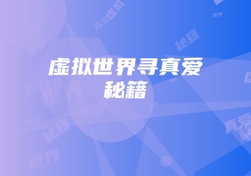 虚拟世界寻真爱秘籍