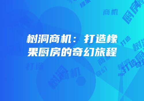 树洞商机：打造橡果厨房的奇幻旅程