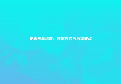 宠物殡葬指南：告别方式与选择要点
