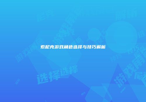 索尼克游戏角色选择与技巧解析