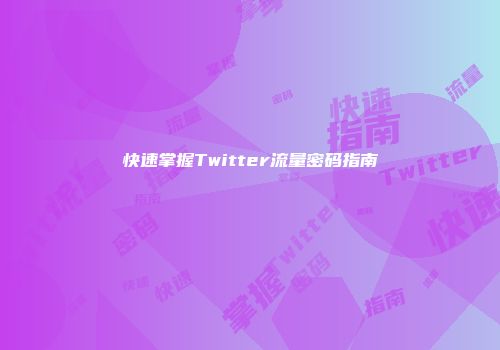 快速掌握Twitter流量密码指南
