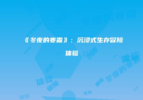 《冬夜的寒霜》：沉浸式生存冒险体验