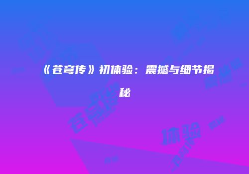 《苍穹传》初体验：震撼与细节揭秘