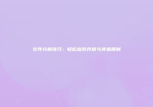 文件分割技巧：轻松应对存储与传输限制