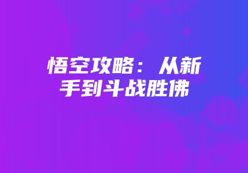 悟空攻略：从新手到斗战胜佛