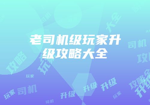 老司机级玩家升级攻略大全