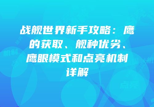 战舰世界新手攻略：鹰的获取、舰种优劣、鹰眼模式和点亮机制详解