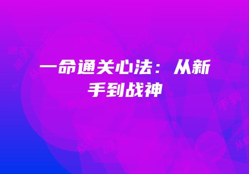 一命通关心法：从新手到战神
