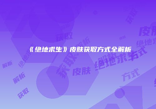 《绝地求生》皮肤获取方式全解析