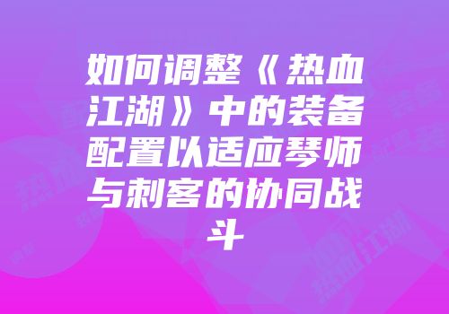 如何调整《热血江湖》中的装备配置以适应琴师与刺客的协同战斗