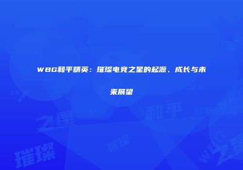 WBG和平精英：璀璨电竞之星的起源、成长与未来展望