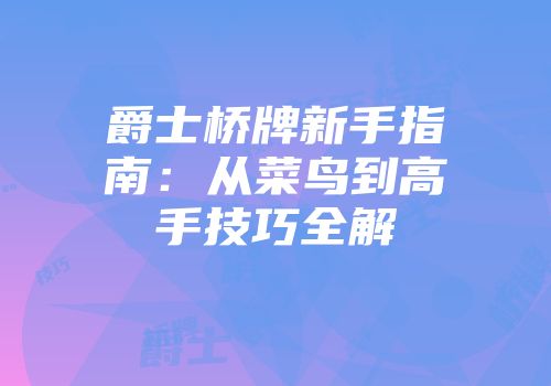 爵士桥牌新手指南：从菜鸟到高手技巧全解