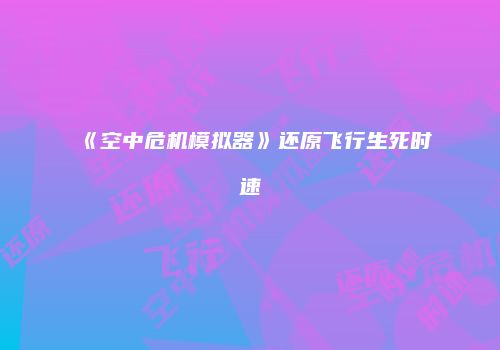 《空中危机模拟器》还原飞行生死时速