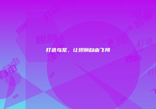 打造鸟笼，让翅膀自由飞翔