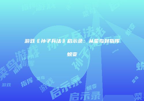 游戏《孙子兵法》启示录：从菜鸟到指挥蜕变