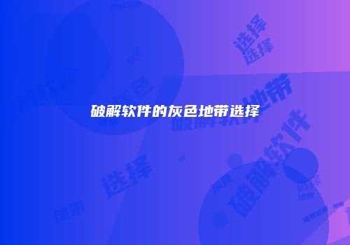 破解软件的灰色地带选择