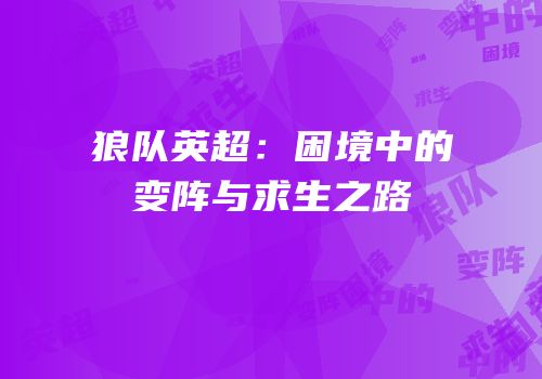 狼队英超：困境中的变阵与求生之路