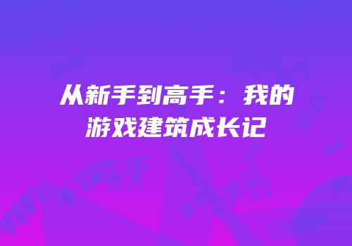 从新手到高手：我的游戏建筑成长记