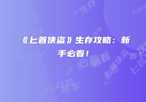 《匕首侠盗》生存攻略：新手必看！