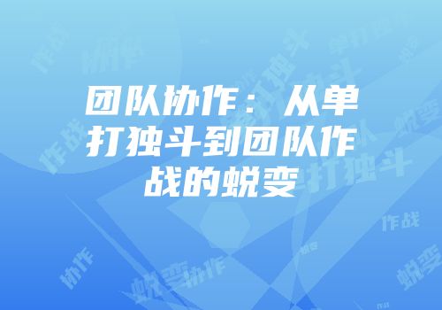 团队协作：从单打独斗到团队作战的蜕变