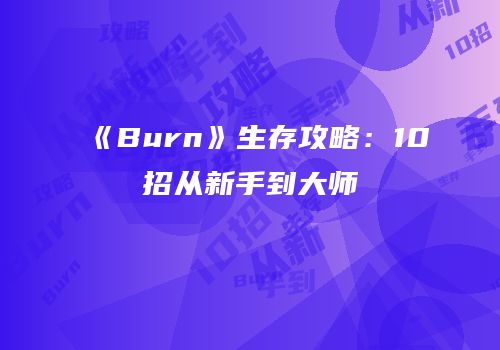 《Burn》生存攻略：10招从新手到大师