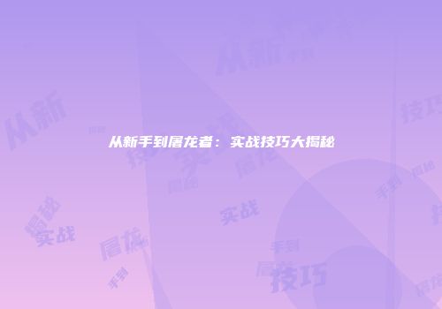 从新手到屠龙者：实战技巧大揭秘
