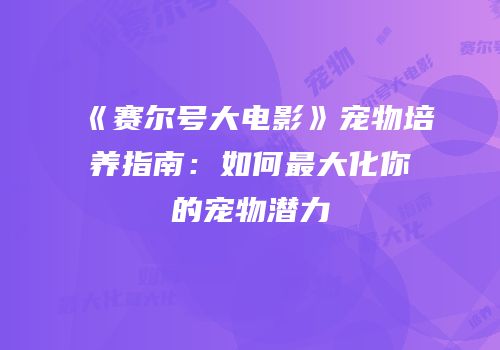 《赛尔号大电影》宠物培养指南:如何最大化你的宠物潜力