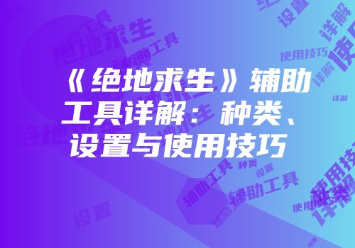 《绝地求生》辅助工具详解：种类、设置与使用技巧