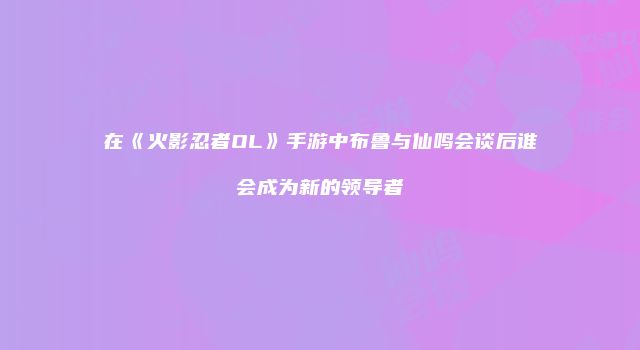 在《火影忍者OL》手游中布鲁与仙鸣会谈后谁会成为新的领导者