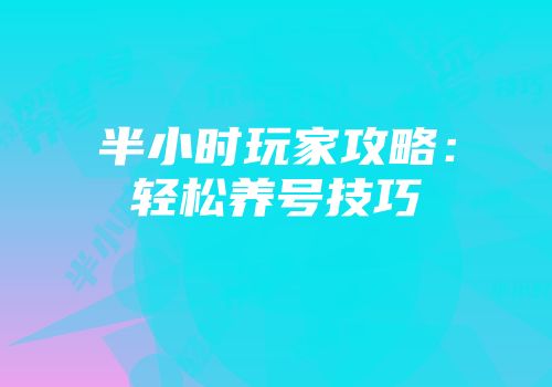 半小时玩家攻略：轻松养号技巧