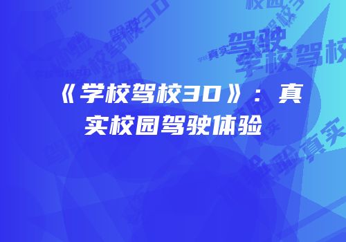 《学校驾校3D》：真实校园驾驶体验