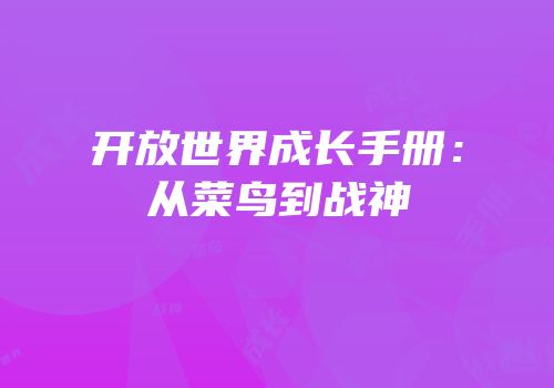 开放世界成长手册：从菜鸟到战神