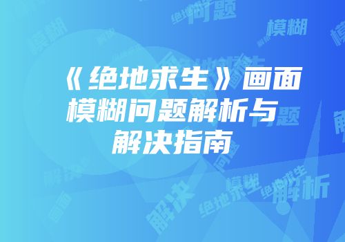 《绝地求生》画面模糊问题解析与解决指南