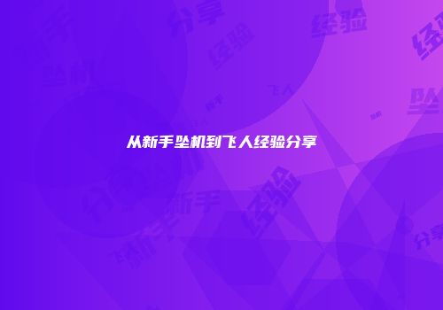 从新手坠机到飞人经验分享