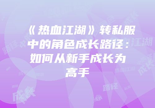 《热血江湖》转私服中的角色成长路径：如何从新手成长为高手