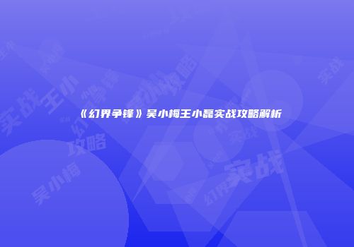 《幻界争锋》吴小梅王小磊实战攻略解析
