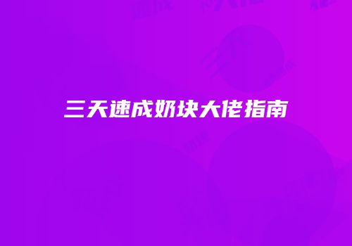 三天速成奶块大佬指南